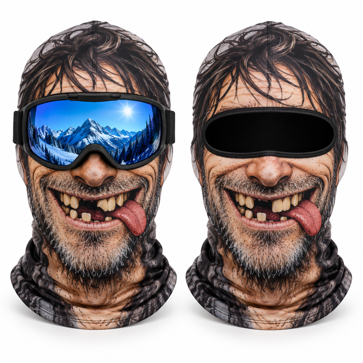 Frostface Cavity Carl Hood with and without ski goggles