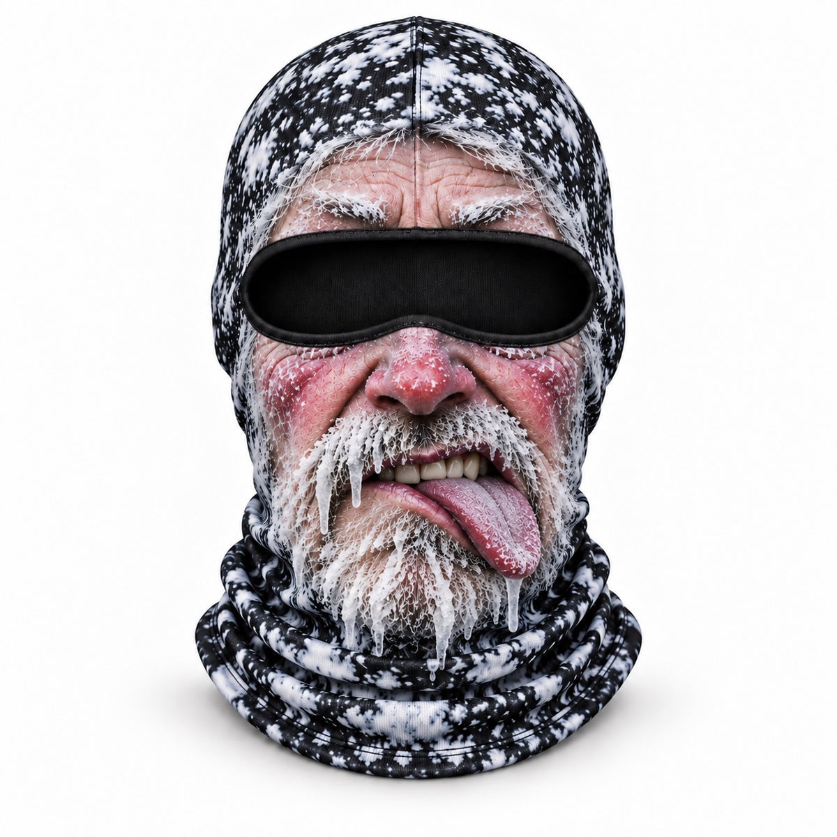 Frostface Last Lift Louie printed hood with frosted beard and drooping tongue