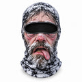 Frostface Tongue-Out Trevor printed hood, frosted beard and tongue-out expression